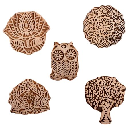 Set of 5 Piece New Mix Wooden Printing Block